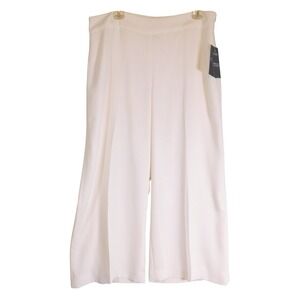 Chaps Dream Lake Pearl White Wide Leg Crepe Cropped Trousers Pants Size 12 NWT